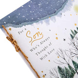 Hallmark traditional winter scene Christmas greeting card for son featuring festive holiday imagery and warm seasonal design.