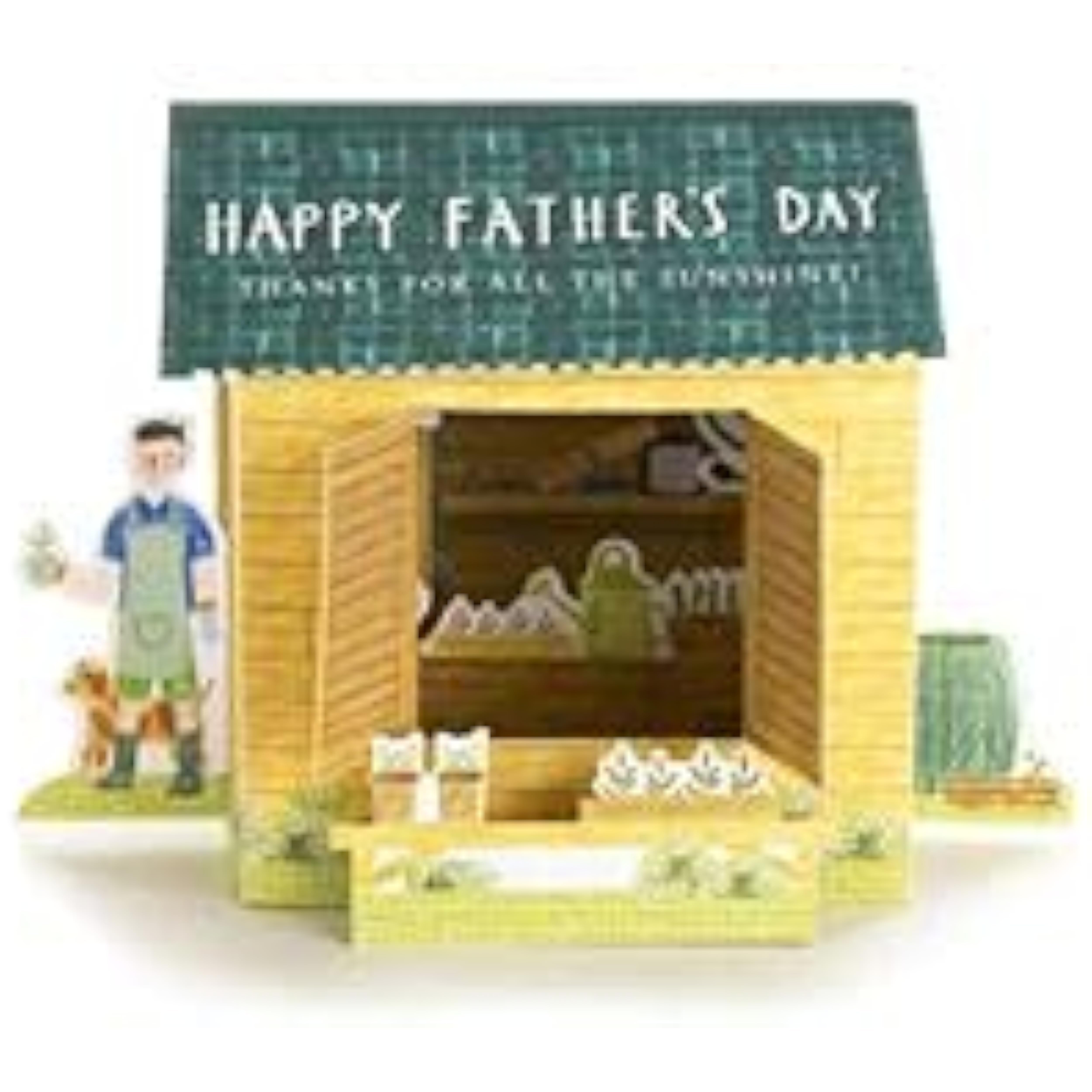 Hallmark 3D pop-up Father’s Day greeting card with heart-shaped design and stylish, heartfelt message inside.
