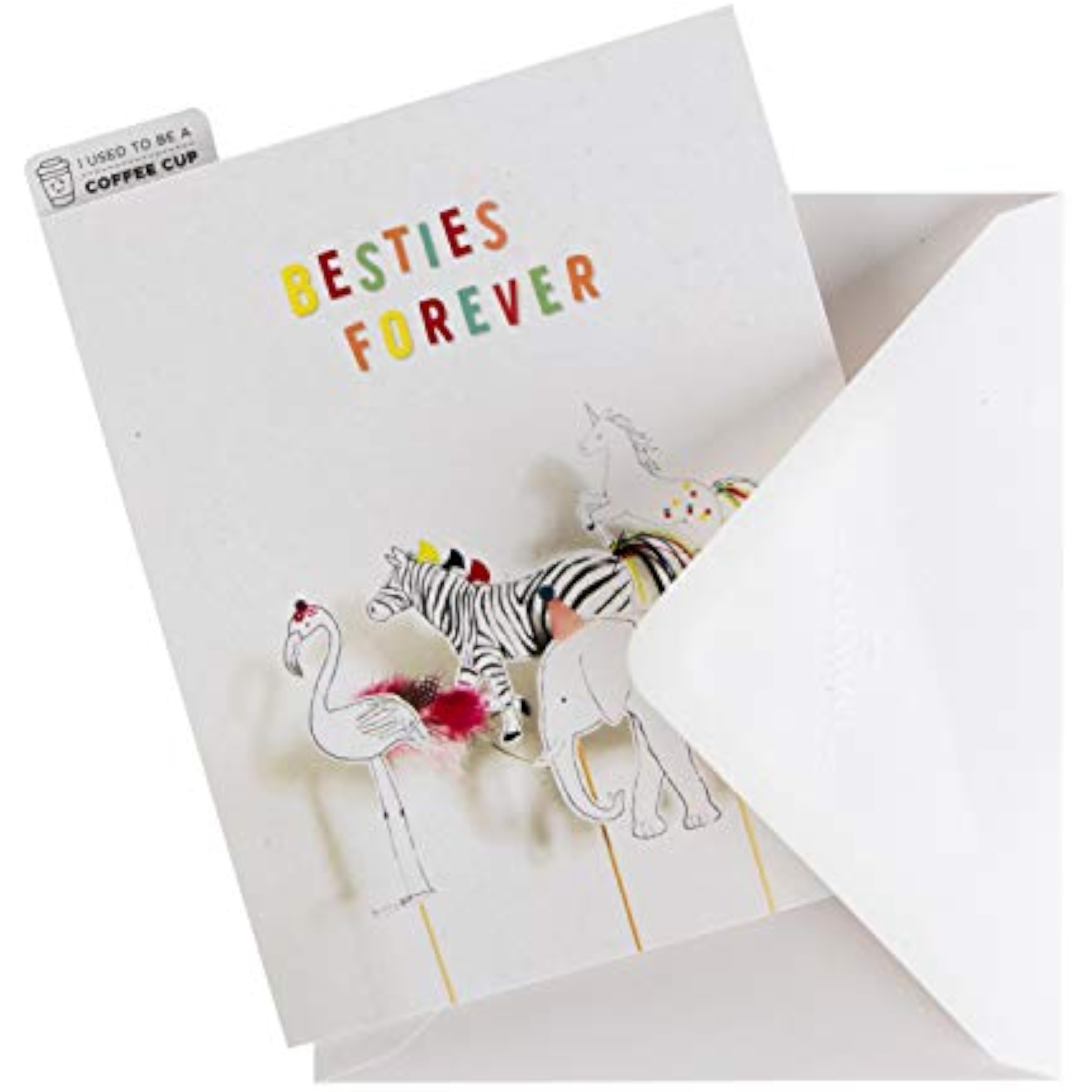 Upcycled animal puppet greeting card from Hallmark featuring colorful, joyful animal characters on a cheerful card design.