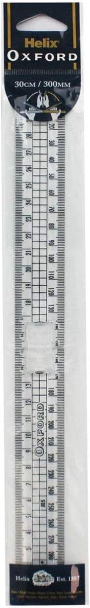 Blue Helix Oxford 30cm folding ruler extended, showcasing durable plastic construction and compact design for precise measuring.