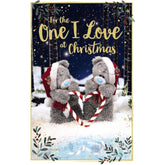 Bears With Heart Candy Cane 3D Holographic One I Love Christmas Card