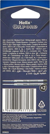 Helix Oxford Ballpoint Pen Refills (Pack of 2) - Black Ink