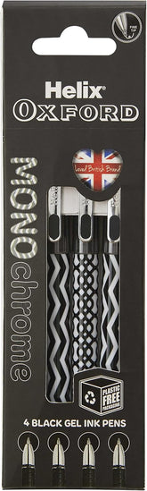 Helix Oxford Monochrome Gel Black Ink Pens x4