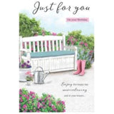 ICG Radiant Blossoms female birthday greeting card with colorful floral design and elegant script, perfect for celebrating birthdays.