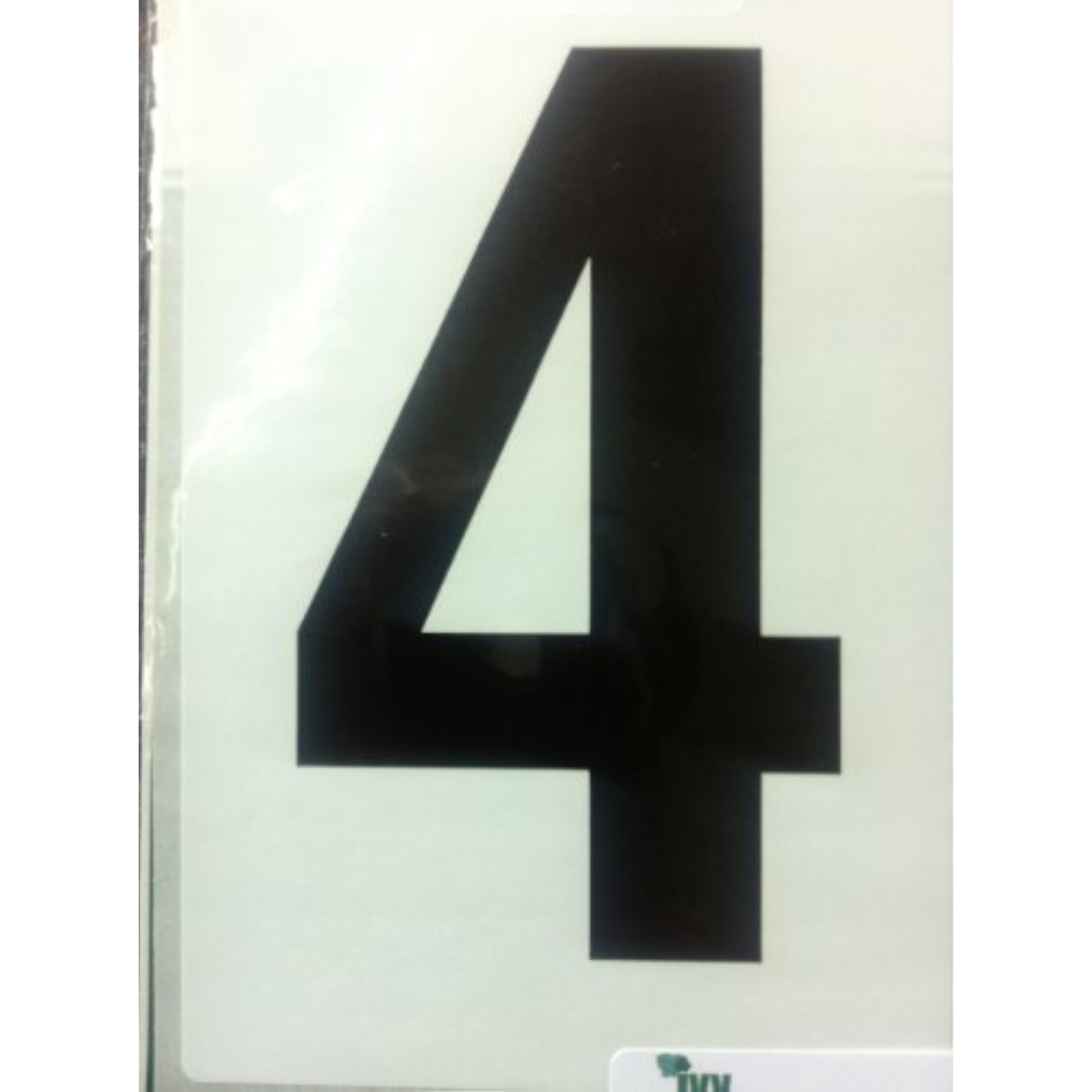 Waterproof Ivy Stationery Wheelie Bin Number 4 sticker on a clear background, designed for outdoor bin labeling.