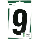 Black Wheelie Bin Number 9 sticker by Ivy Stationery, adhesive label for outdoor bin identification.