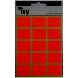 Set of 60 fluorescent red rectangular labels, 19x25mm, from Ivy Stationery, shown in a close-up image.