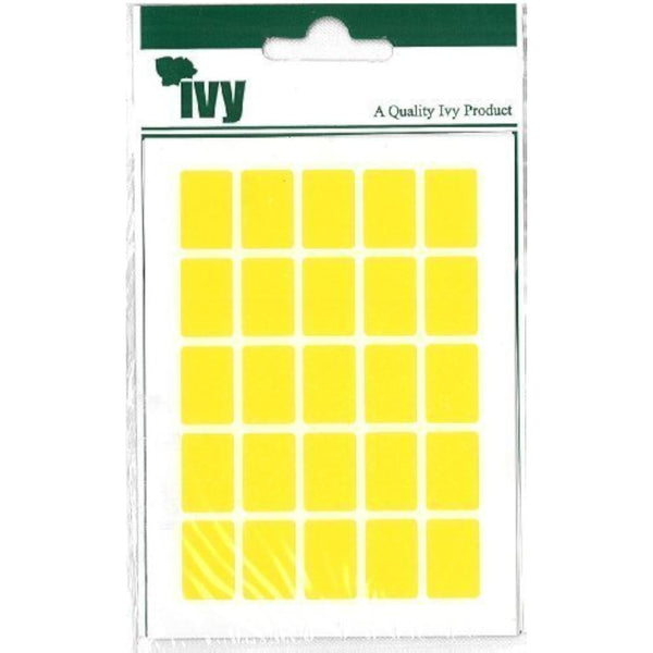 Bright yellow 12x18mm labels from Ivy Stationery, pack of 175, ideal for organization and tagging purposes.