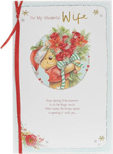 Disney Winnie the Pooh Christmas Card for Wife - Bouquet Christmas Card