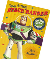 Buzz Lightyear Adventure Birthday Card with Badge