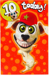 Wacky Dog Design 10th Birthday Card Badge Included
