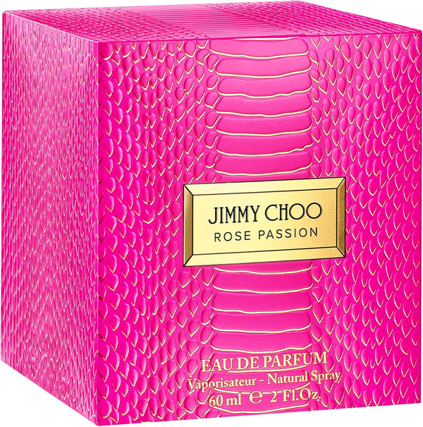 Jimmy Choo Rose Passion women’s fragrance perfume spray 60ml, featuring a sleek bottle with floral pink accents.