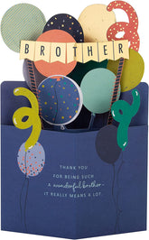 Hallmark 3D Birthday Card for Brother - Colourful Balloons Bunting Design