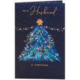 Beautiful Tree Finished with Exquisite Foil and Flitter Details Husband Christmas Card