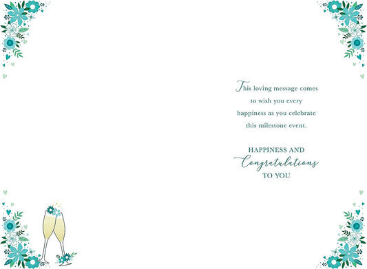 Kingfisher Champagne Emerald 55th Anniversary greeting card featuring elegant design and festive gold accents.