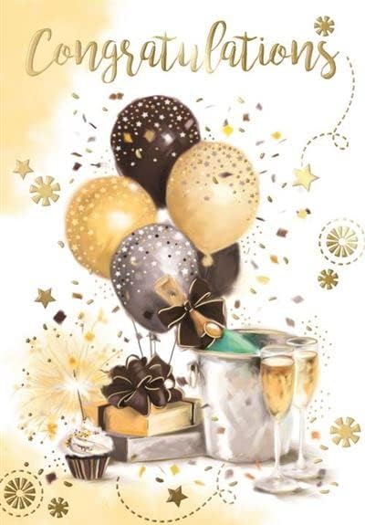 Kingfisher congratulation greeting card with colorful "Congrats" design on high-quality cardstock.