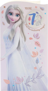 Disney 7th Birthday Card For Her/Girl With Envelope - Frozen Design With Elsa