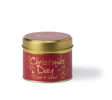 Lily-Flame Christmas Day scented tin candle with festive holiday design and cozy candle flame.