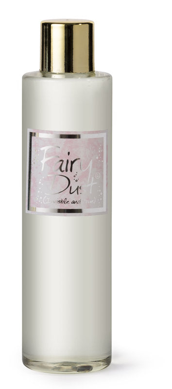 Lily-Flame Fairy Dust reed diffuser refill with a floral and magical scent in a clear glass bottle.