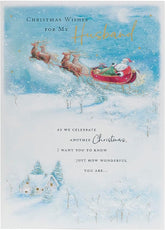 Husband Christmas Design Santa and Sleigh Christmas Card
