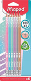 Maped BLACK'PEPS Graphite Eraer Tipped Glitter Pencils with shiny accents and eraser tips, ideal for writing and drawing.