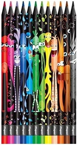 Maped COLOR’PEPS Monsters colouring pencils 12-pack with vibrant colors and fun monster designs for kids' art projects.