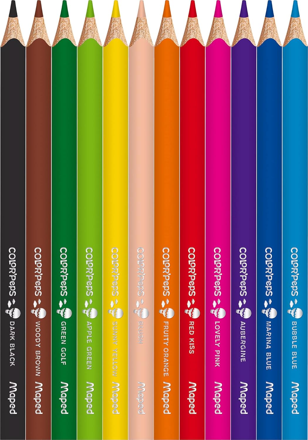 Set of 12 Maped COLOR'PEPS My First Jumbo Colouring Pencils with vibrant, easy-to-hold thick tips for young children.