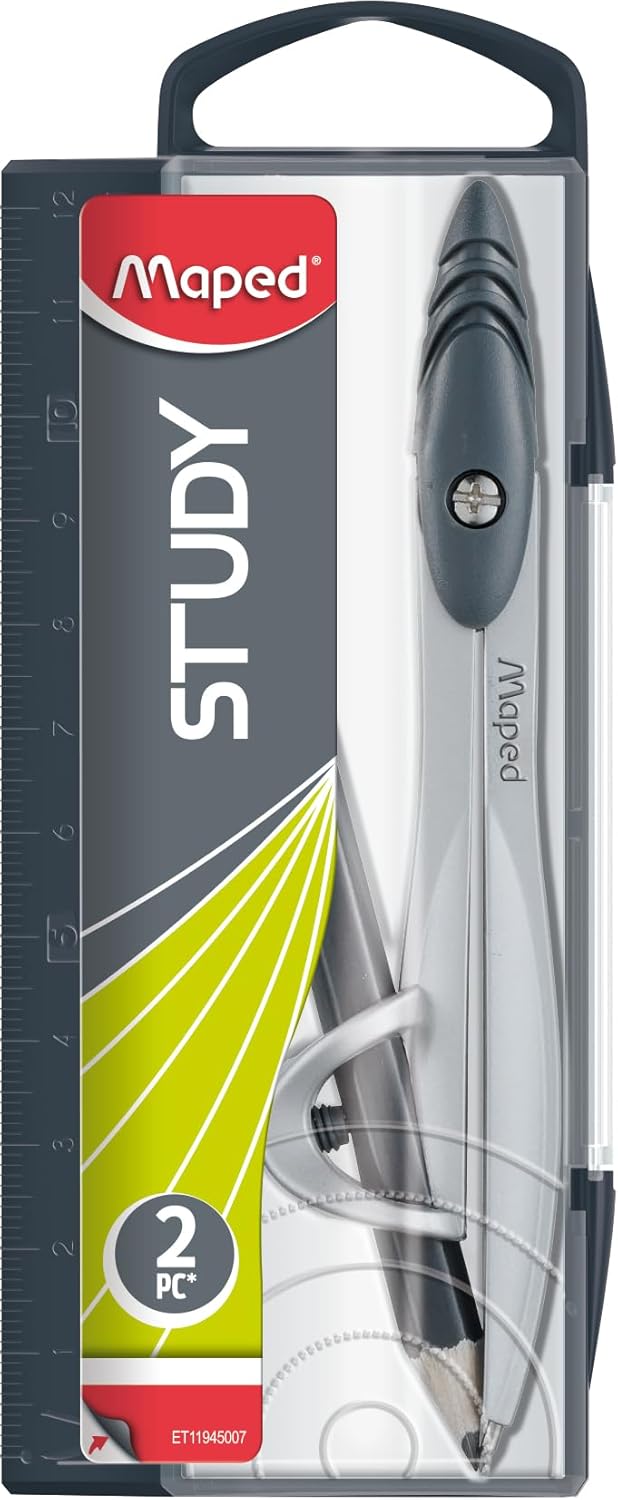 Maped Study Compass with metal legs and adjustable arm for precise drawing and measurement in technical and art projects.