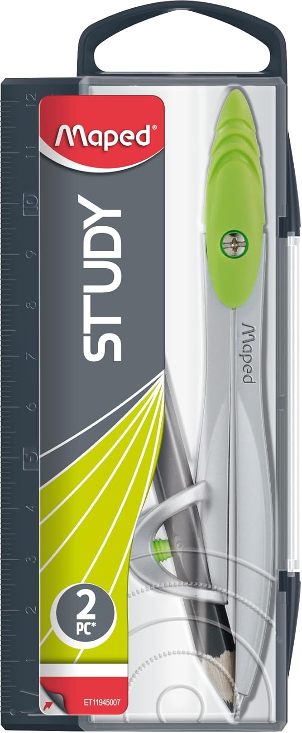 Maped Study Compass with adjustable arms and metal tip for precise drawing and measuring on educational or artistic projects.