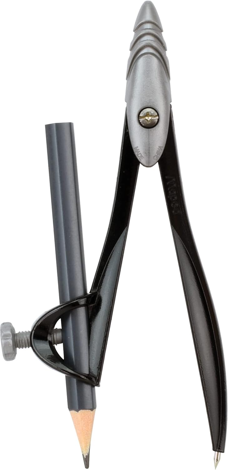 Maped Study Compass with adjustable arms and metal point, ideal for precise drawing and geometric work.
