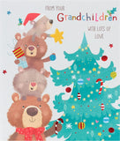 Percy & Peggy Decorating Xmas Tree Design Grandparents Christmas Card