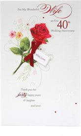 Ruby Anniversary Card Romantic Message Inside For Wife