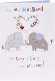 Cute Elephant Tons of Love Husband Birthday Card