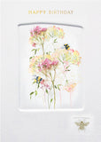 Embossed Meadow Flowers birthday greeting card by NQ featuring floral design and elegant textured surface.