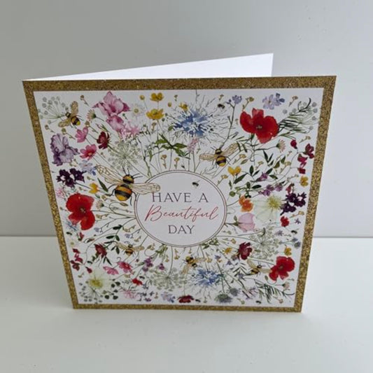 Wildflower Bloom Gold Foil birthday greeting card by NQ featuring floral design and elegant foil accents.