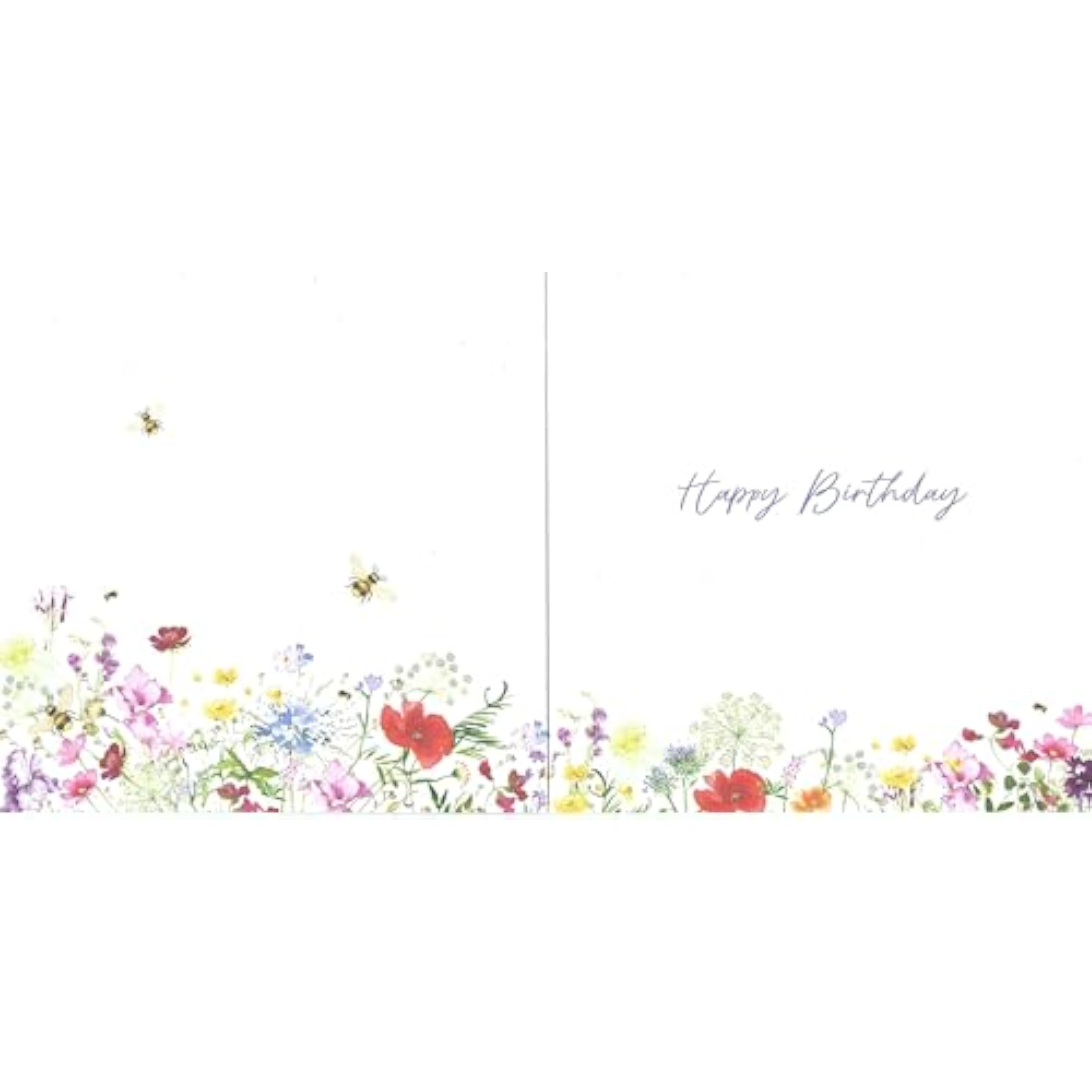 Gold foil Wildflower Bloom greeting card by NQ featuring colorful wildflowers for birthday celebrations.