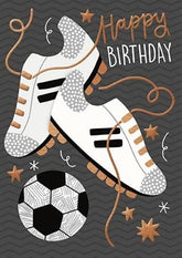 Paper Rose General Male Birthday Card for Men/Boys - Football Boots With Gold Foil - Eco-Friendly & Recyclable - Made in England