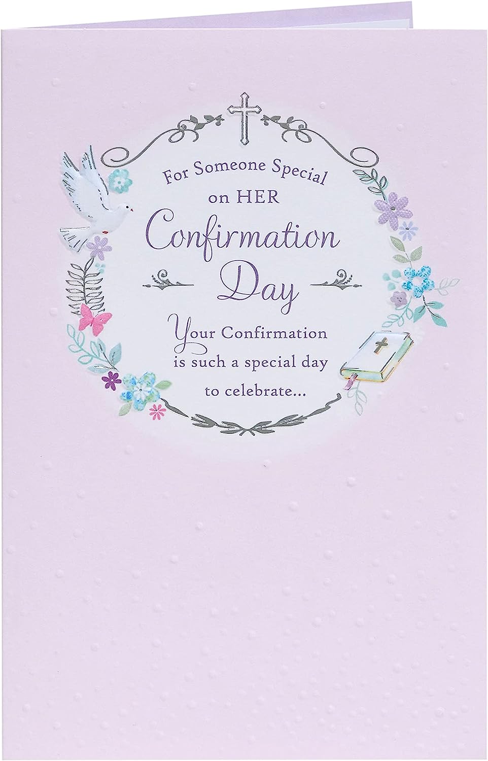 Baby Pink Design Confirmation Card For Girl