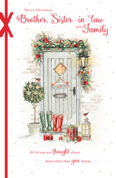 Christmas Door Decorated Brother & Sister In Law & Family Christmas Card