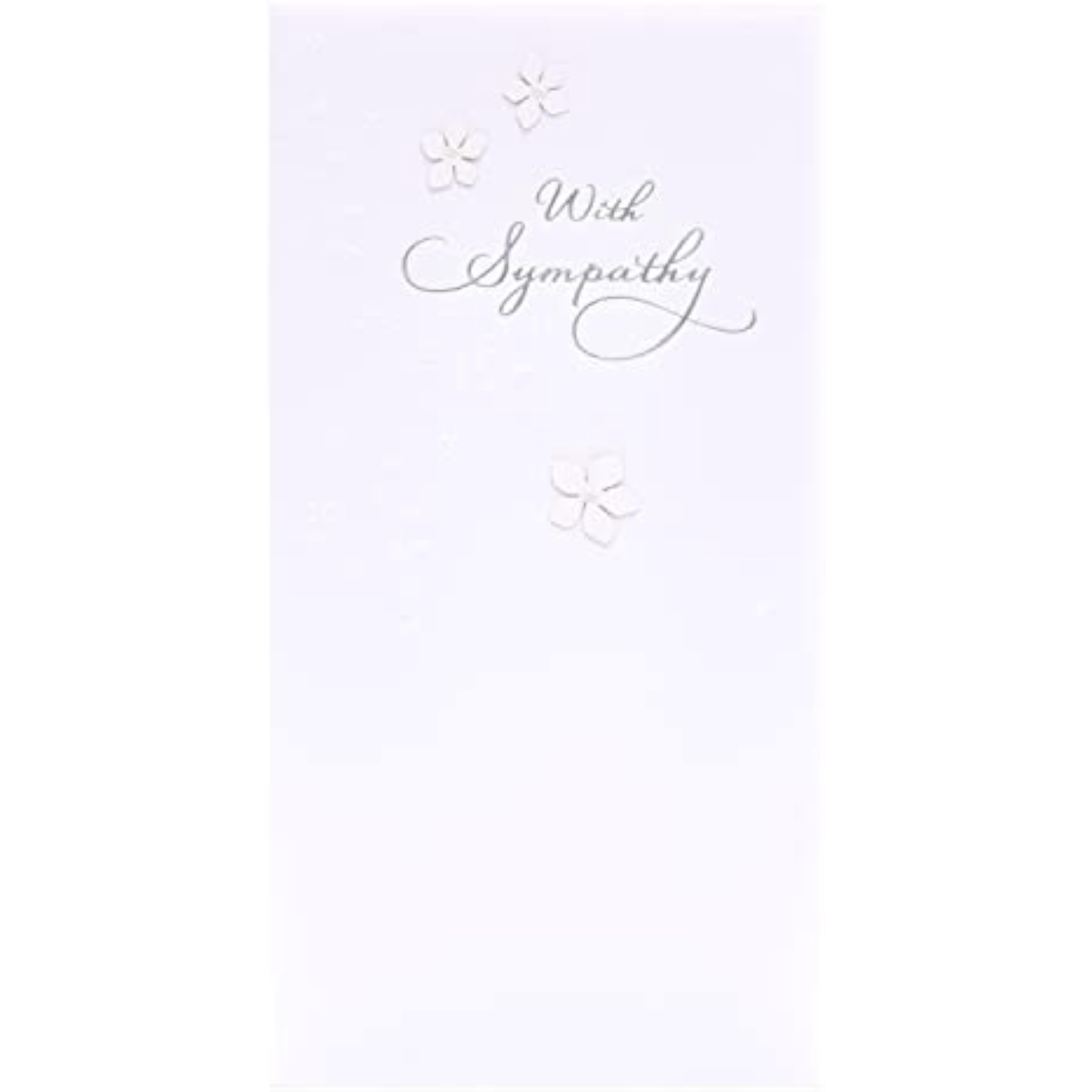Sympathy Bereavement Card - Pure White with 2D Flowers and Pearl Detail Silver Foil Lettering