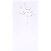 Sympathy Bereavement Card - Pure White with 2D Flowers and Pearl Detail Silver Foil Lettering