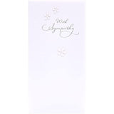 Sympathy Bereavement Card - Pure White with 2D Flowers and Pearl Detail Silver Foil Lettering