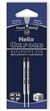 Two Oxford Helix Oxford ballpoint pen refills with black ink, showcasing the sleek refill design for easy replacement.