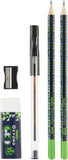 Oxford Helix Oxford Geo Student Set in blue and green with geometric tools and stationery for school use.