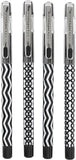 Set of four Oxford Helix Oxford Monochrome Gel Black Ink Pens, featuring sleek black ink and modern design.