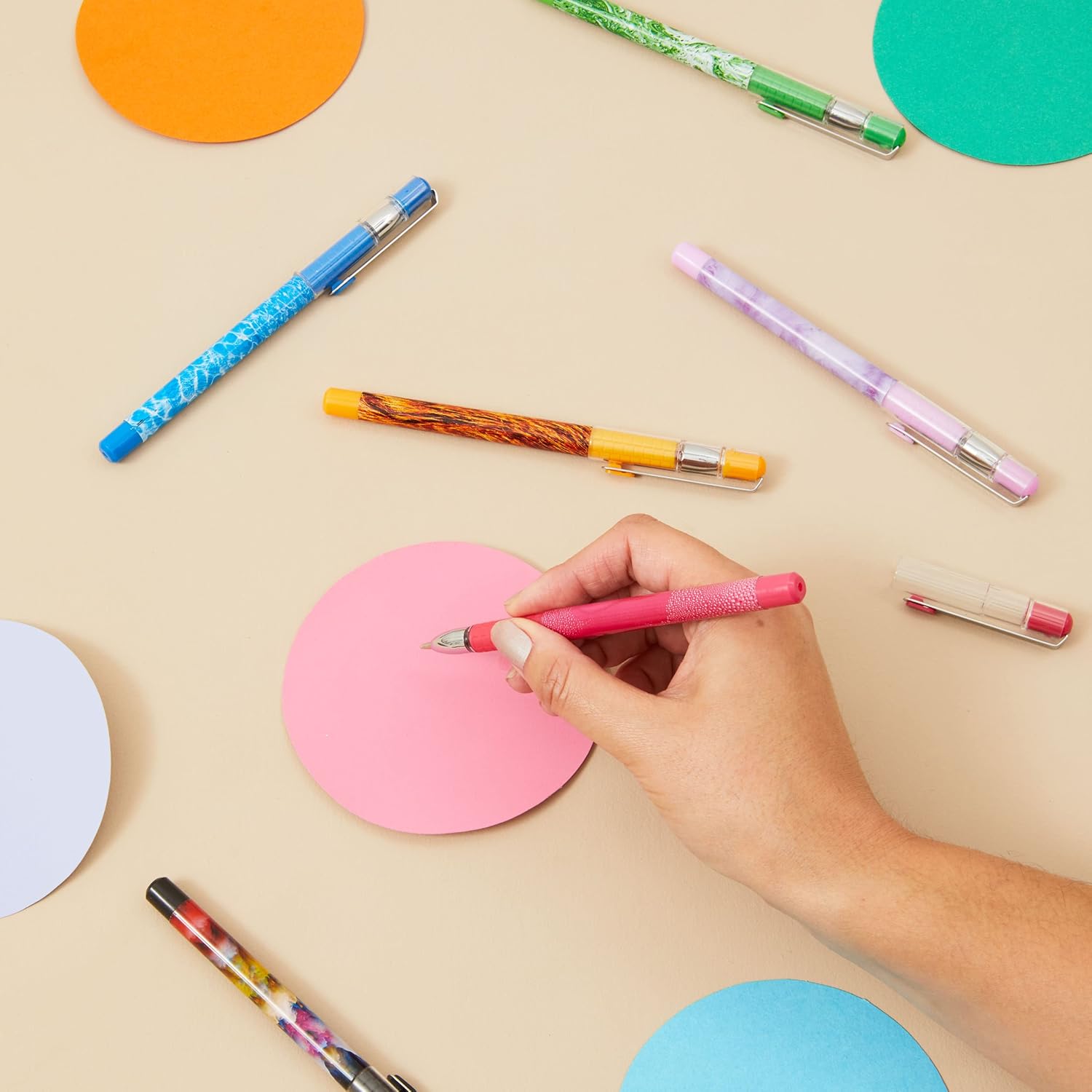Set of six Oxford Illusions Ink Pens featuring vibrant ink colors and fine tips, ideal for detailed writing and artistic projects.
