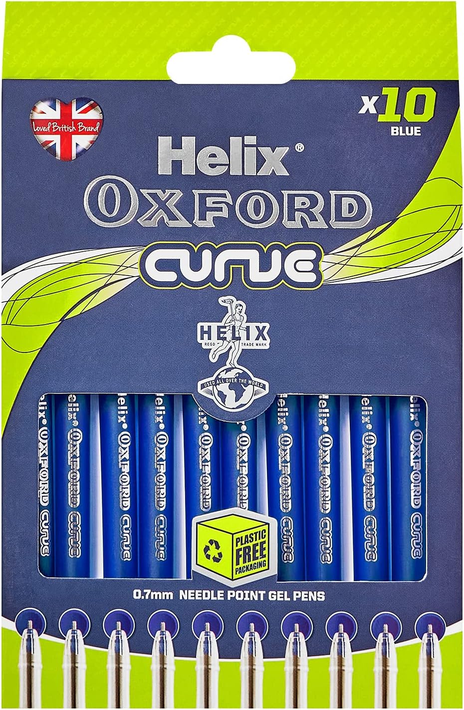 Set of 10 Oxford blue writing curve pens with sleek design, perfect for smooth writing and creative projects.
