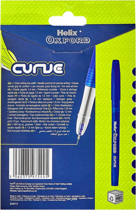 Set of 10 Oxford blue writing curve pens with sleek design, ideal for smooth handwriting and everyday use.