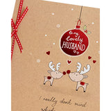 Cute Design with Reindeer and Bauble Husband Christmas Card