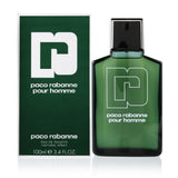 Paco Rabanne Pour Homme men's fragrance Eau de Toilette spray 100ml bottle with sleek design and silver cap.